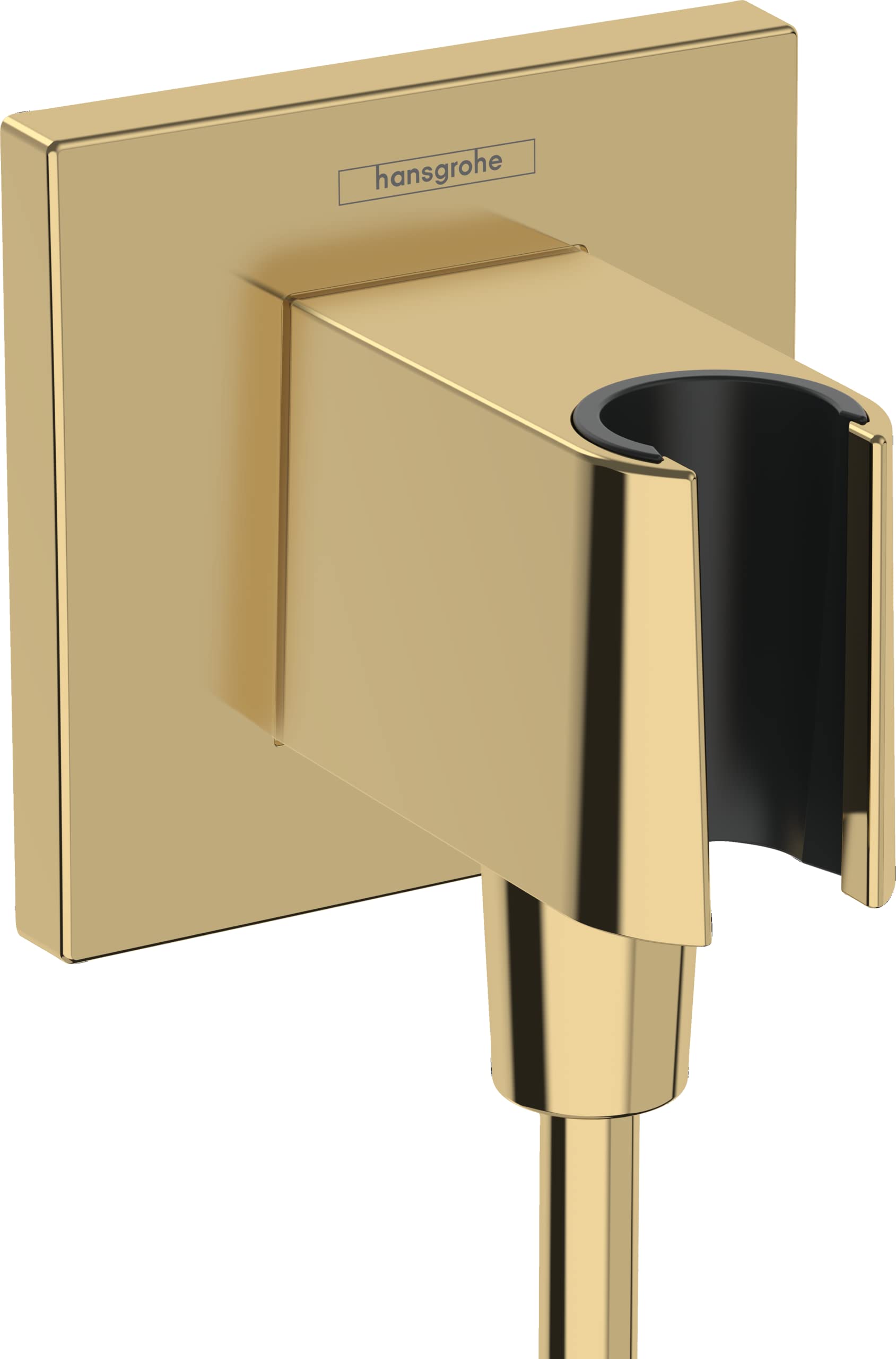 Hansgrohe Polished Gold Optic Fitfix E - Shower Outlet Elbow With Shower Head Holder, Shower Hose Connector With Shower Holder, 26889990