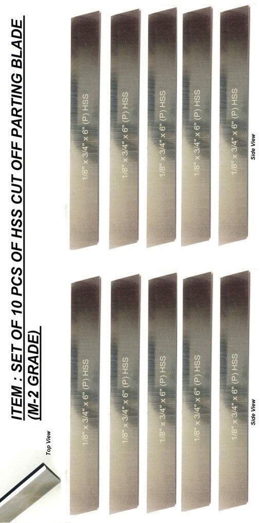 Paquete de 10 cuchillas trapezoidales HSS de 1/8 x 3/4 pulgadas de ancho x 6 pulgadas de largo para corte de torno y soportes de herramientas, duro y molido