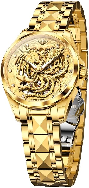 OUPINKE Womens Automatic Watch Rose Gold Diamond Dial Luxury Elegant Wristwatch Sapphire Crystal Luminous Waterproof