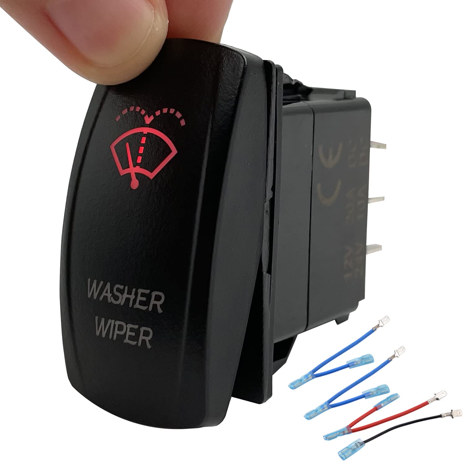 Buy BACAUTOPARTS 12V 24V RED Washer Wiper DPDT Momentary Rocker Switch