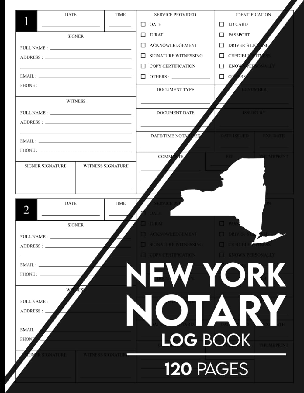 New York Notary Log Book Notary Records Journal New York Public