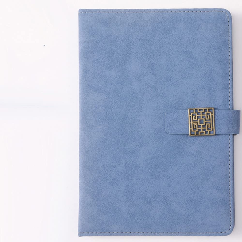 A5 Business Notebook Agenda Record Style Rétro Boucle Magnétique Papeterie Journal Mémo Réunion Minutes Étudiant Fournitures Scolaires, Bleu Ciel, 4PCS