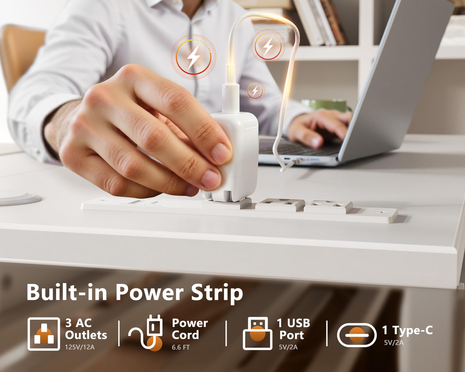 OffiGo L Shaped Electric Standing Desk with Wooden Drawers 55 Inch Height Adjustable Corner Workstation with Power Outlets — view 7