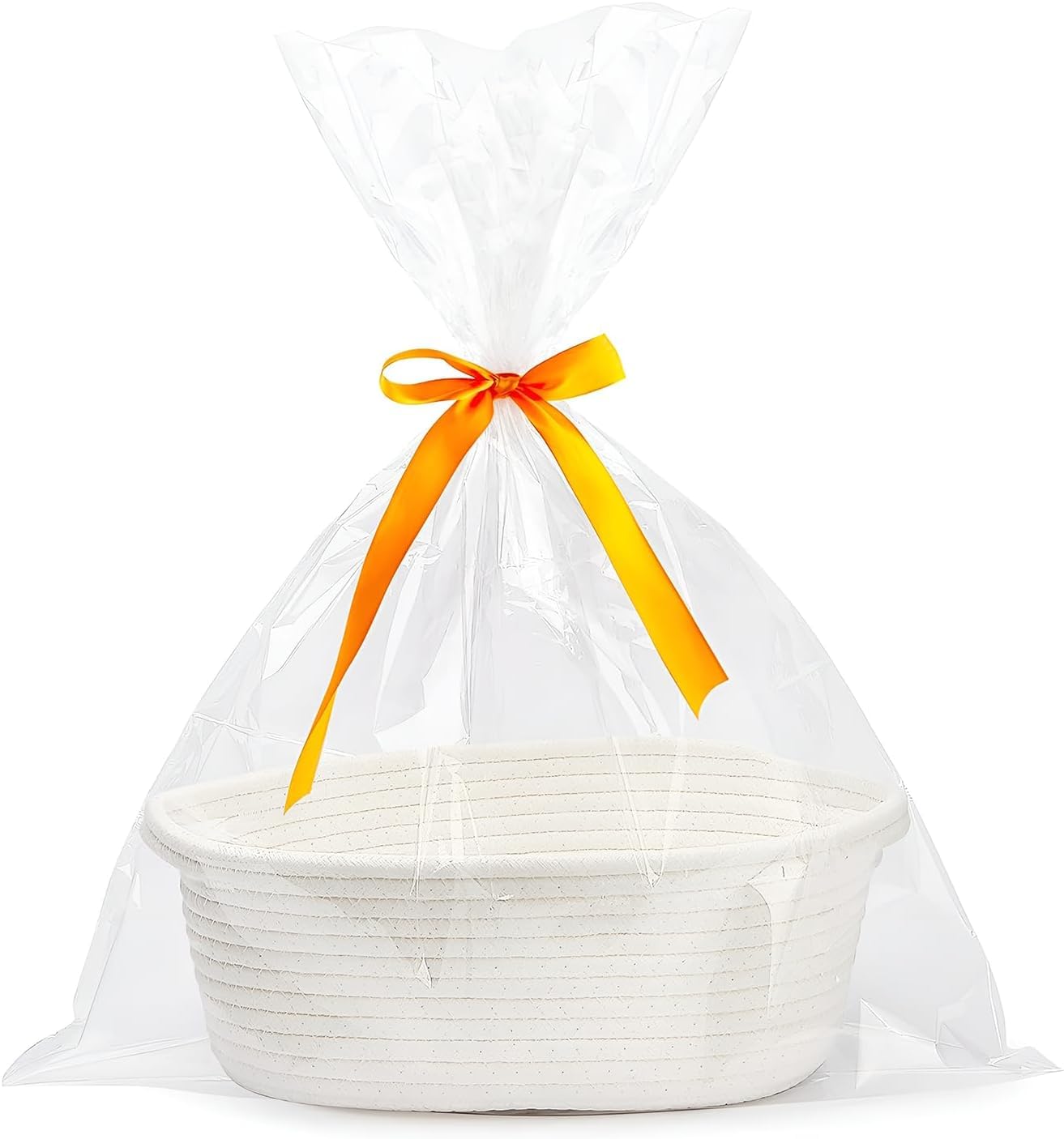 Amrocky Small Woven Basket with Gift Bags and Ribbons, Empty Baby Gift Baskets for Kids Women Men Nursery Storage