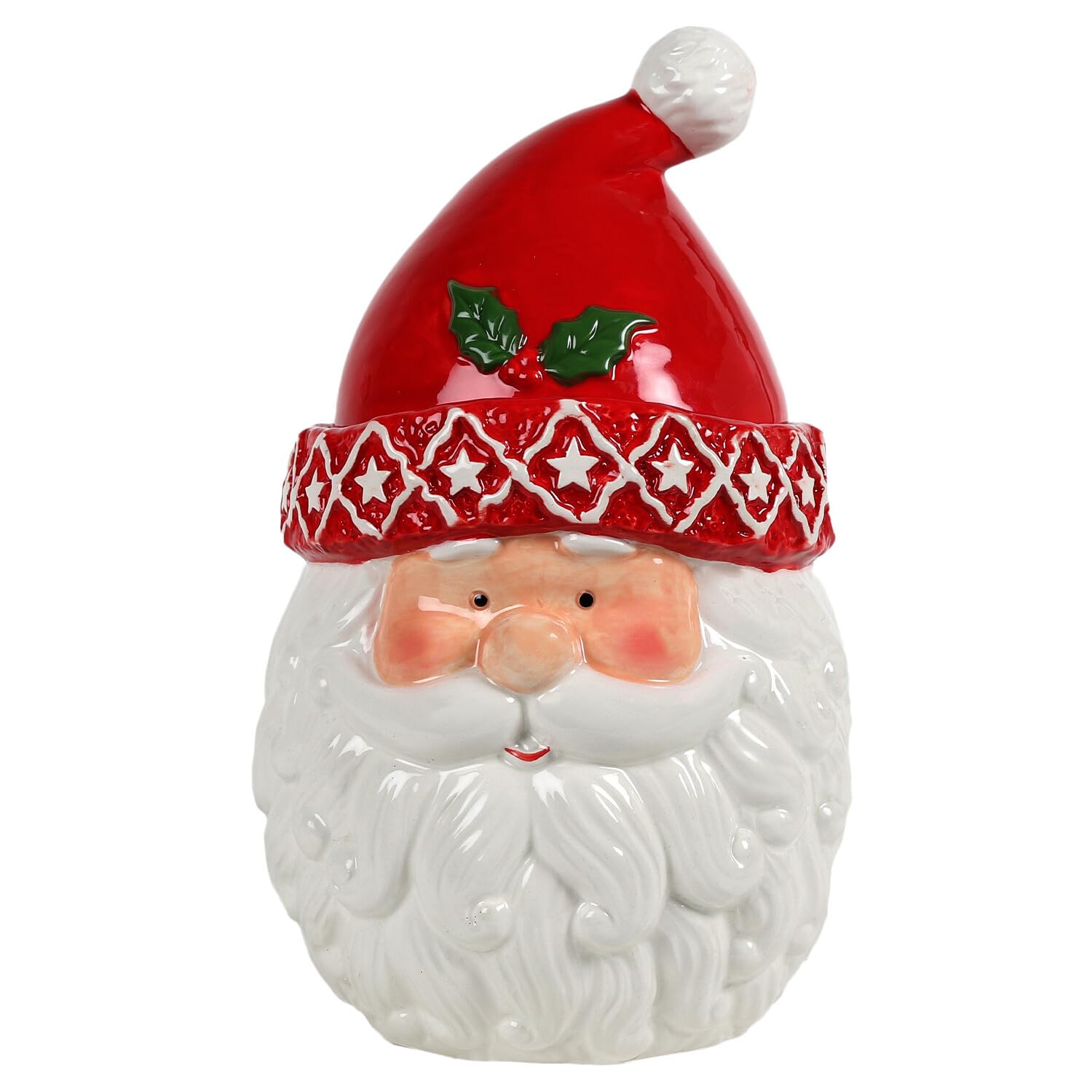 Bloomingtons Direct Santa Claus Cookie Jar Large Ceramic Storage Jar with Lid Cookie Storage Jar Novelty Christmas Biscuit Barrel with Lid