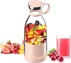 Asa Vea Portable Blender, Mini Blender for Smoothies and Shakes with 4 Blades, 11 Oz Personal Size Blender with Travel Lid and USB Rechargeable for Kitchen, Office, Gym (Pink)