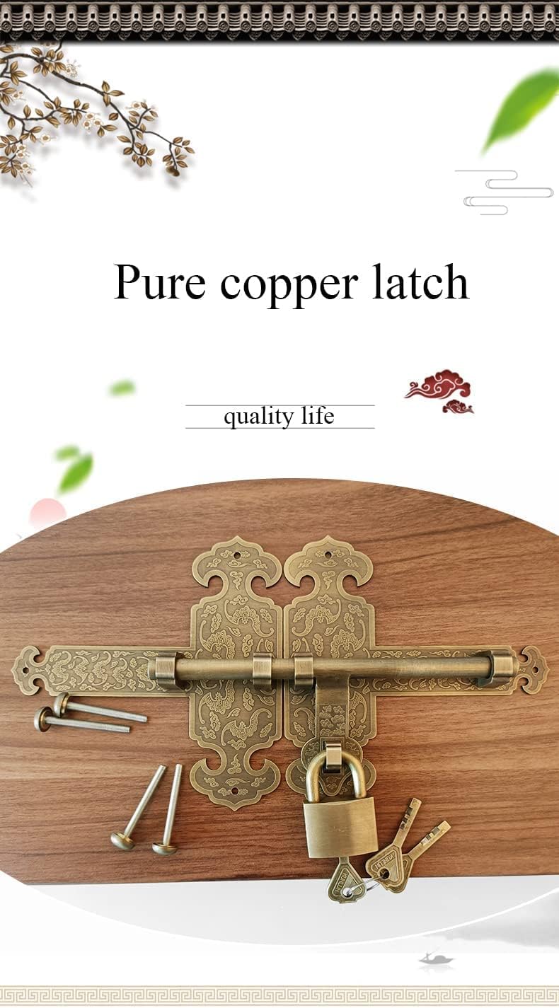 Sliding Lockfor Portable Door Lock, Thickened Door Latch, Door Lock Latch for Cabinets, Courtyard, Fence and Garden, Pure Copper Sliding Door Latch(Size:25cm,Color:Bronze)