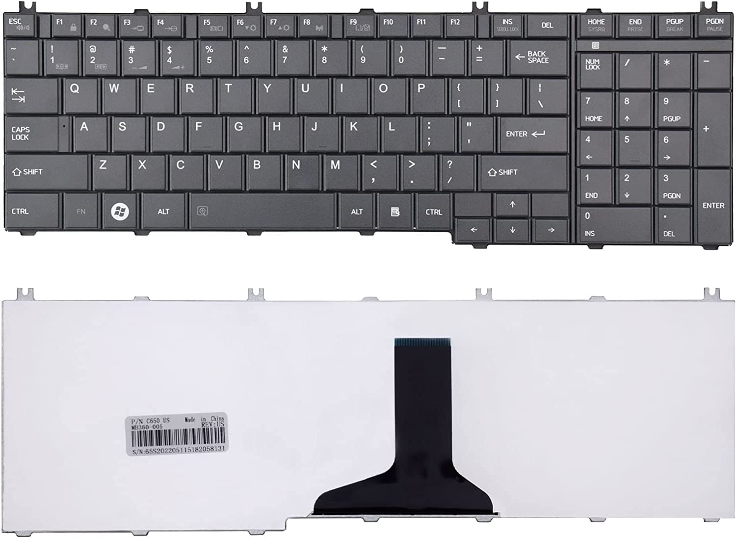 Replacement Laptop Keyboard For Toshiba Satellite L775D & Other Models (See List) | HQRP Black Internal Keyboard