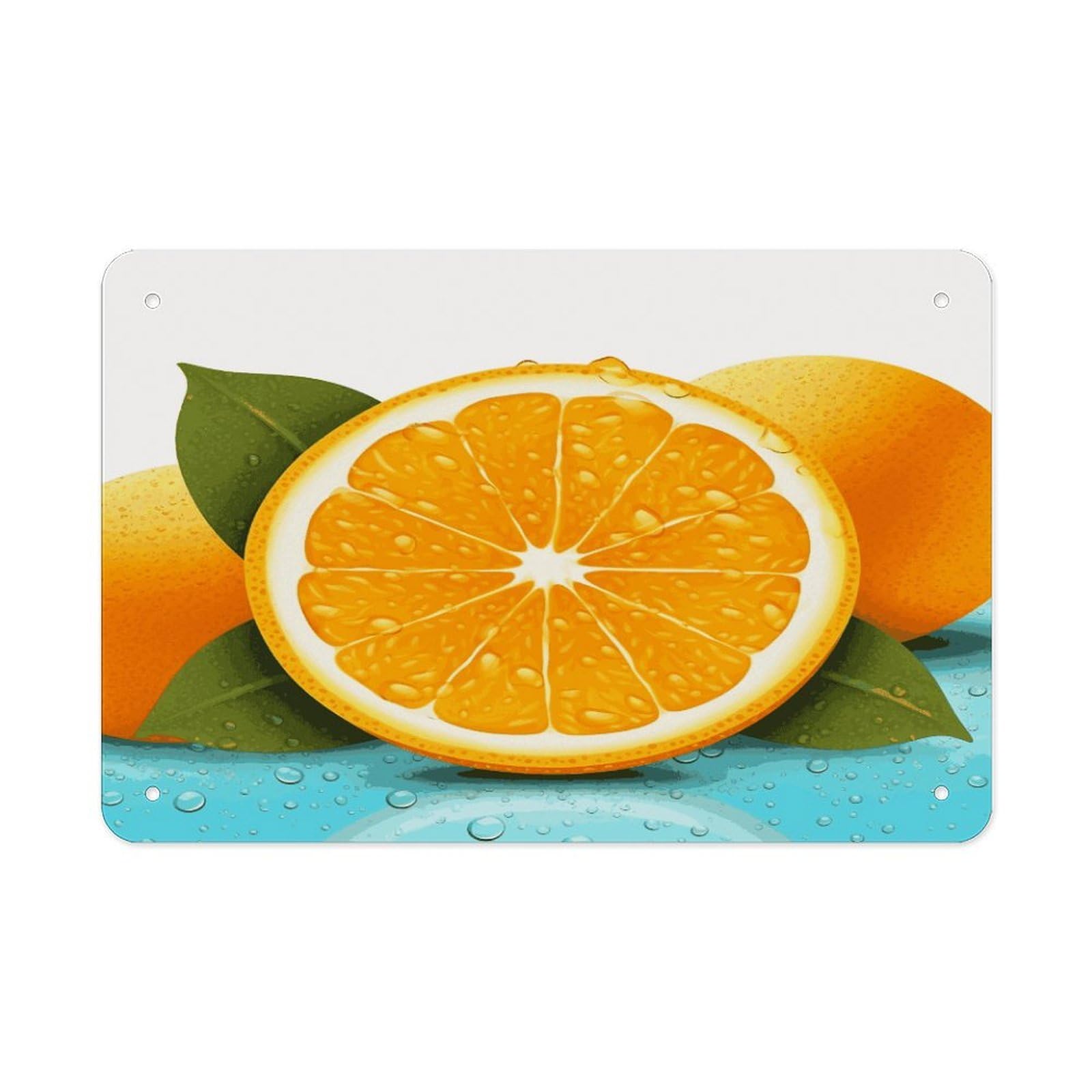 Fekiloot Style Fresh Orange Fruit Metal Signs Wall Art Tin Sign