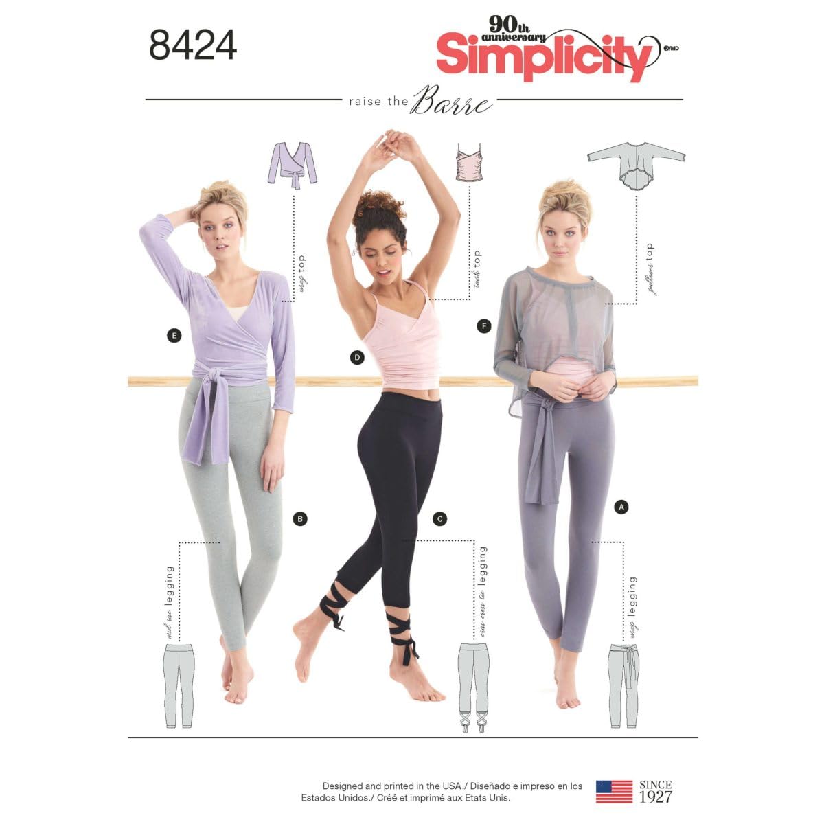 Simplicity Women's White 8424Pattern 8424 Knit Leggings In Two Lengths And Three Top Options, Paper, A (Xxs-Xs-S-M-L-Xl-Xxl)