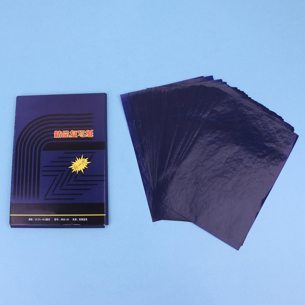Lot de 50 feuilles papier transfert double face carbone copieur
