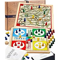 Jaques of London 2 in 1 Snakes and Ladders Game with Ludo Board Game | Family Board Games for 4 5 6 7 Year olds | Kids Board Games for Adults