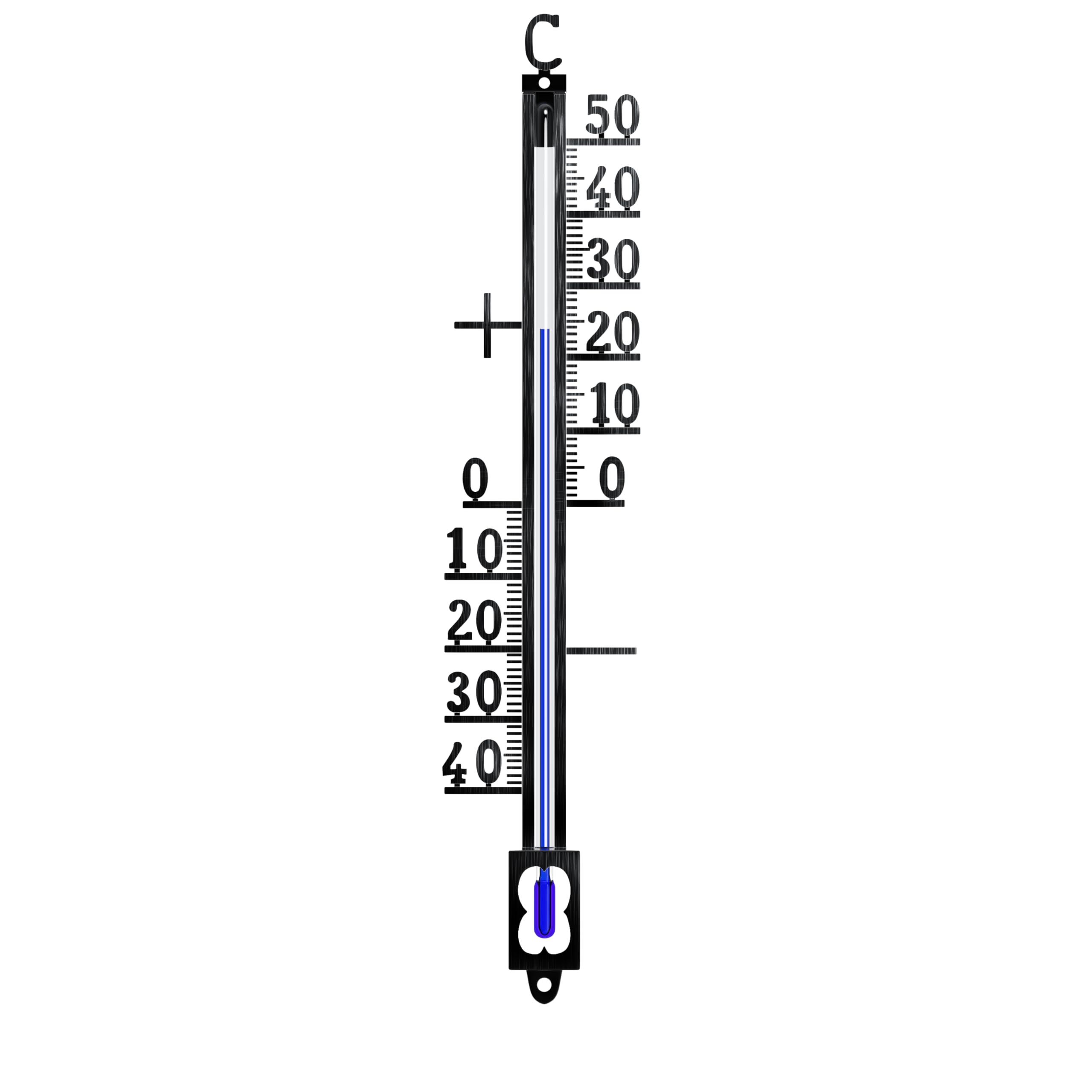 CSL - Analoges Thermometer aus Metall – Außenthermometer wetterfest – Länge 19 x Breite 3,7 cm – Messbereich -40° bis +50° C – klassisches Design - schwarz