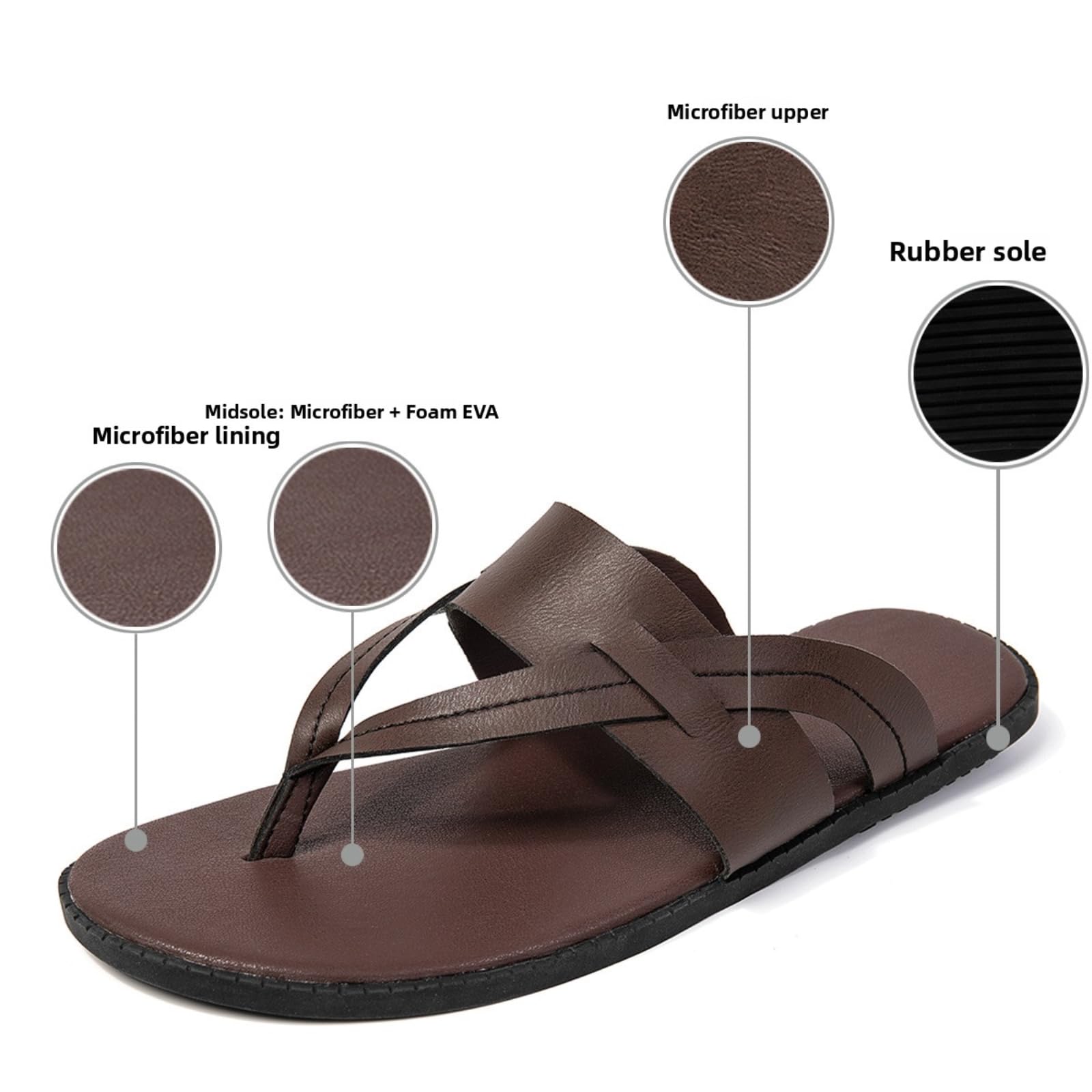 Chanclas Sandalias Al Aire Libre De Verano Los Hombres Tamaño Grande Antideslizantes Zapatillas La Tanga Playa Resistentes Desgaste Estilo Casual Ultra-Fibra Superior Goma-42-black