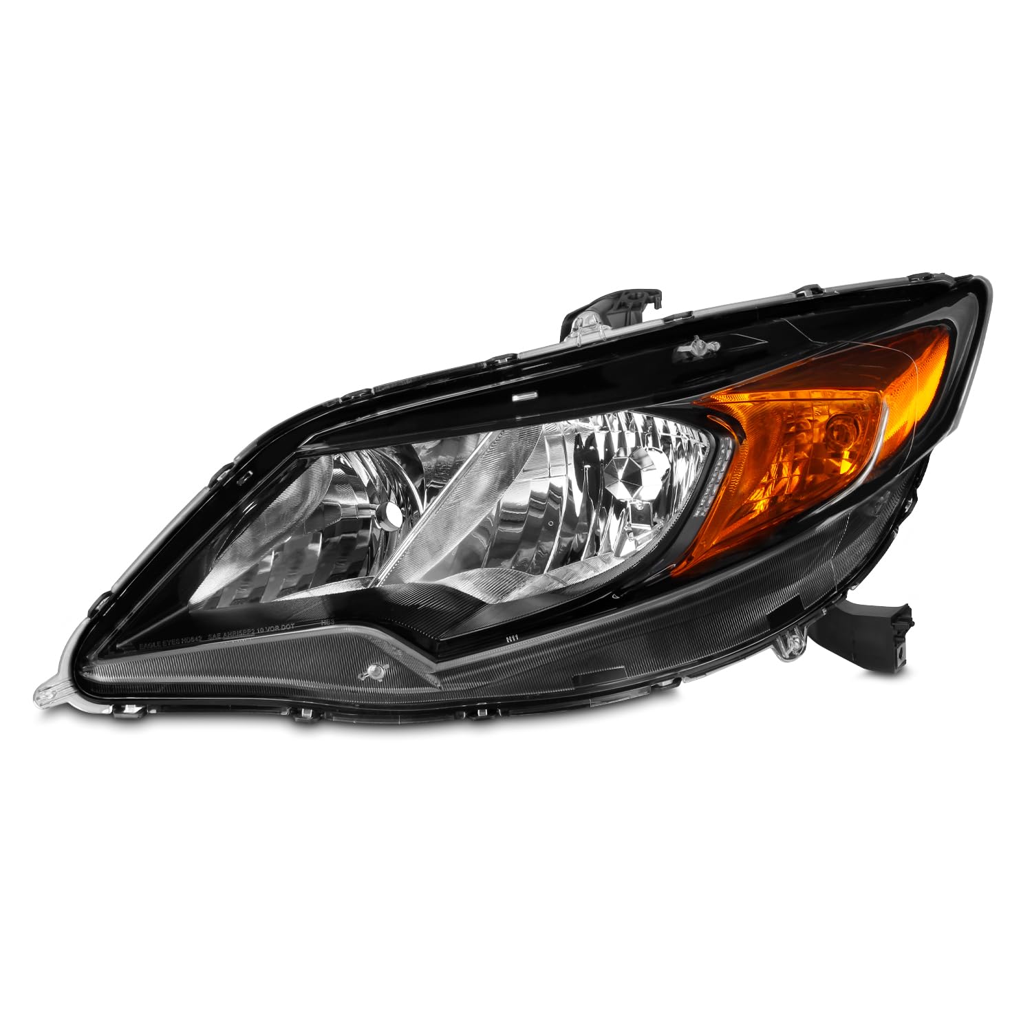 AKKON - Fit 2014-2015 Honda Civic Coupe 14-15 OE Style Halogen Type Headlight Headlamp Black Driver Left Side