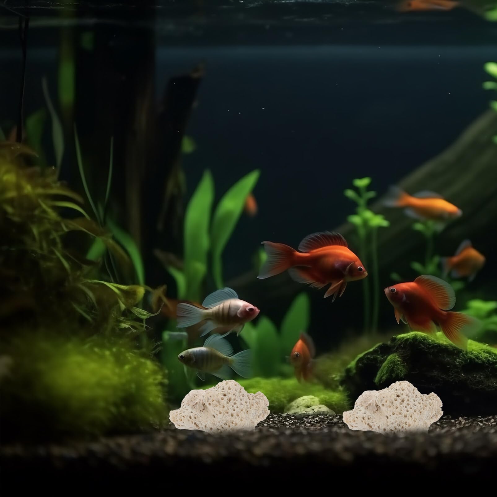 Toddmomy Verpletterd Koraal Aquarium Decoratie - Natuurlijk Filtermedium & Bodemgrond 3x3x0,5 Cm