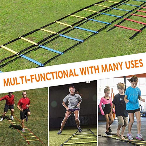 H&H 12 Rung Agility Ladder, Agility Training Ladder Speed Training Equipment with Carry Bag, Football Flexibility Training Jumping Ladder (Yellow) - Thumbnail 7