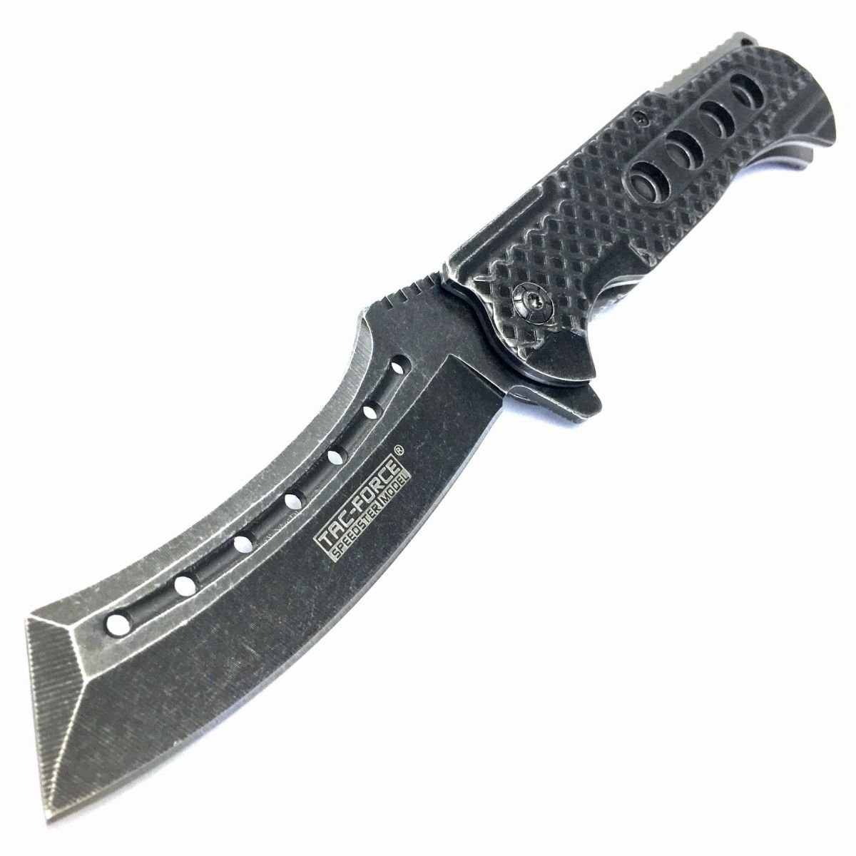 9" TAC FORCE Razor Spring Assisted Open Folding Pocket EcoGift Nice  with Sharp Blade Stonewash Cleaver- Great For Fun And Practical Use