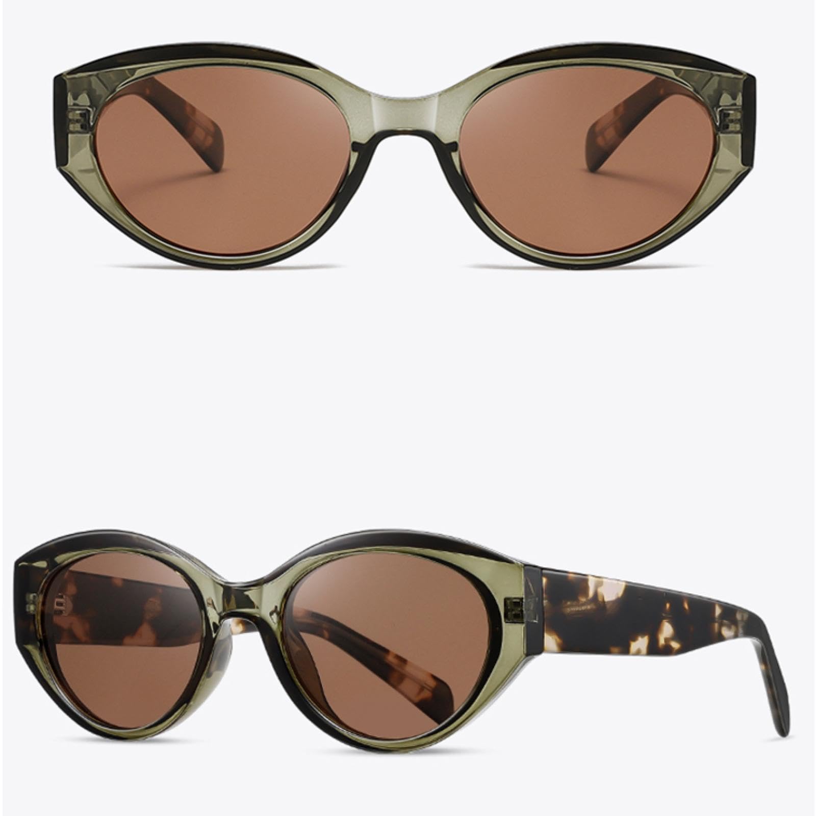 Occhiali da sole Cat Eye polarizzati con montatura femminile in acetato, occhiali da sole alla moda per donna, verde marrone