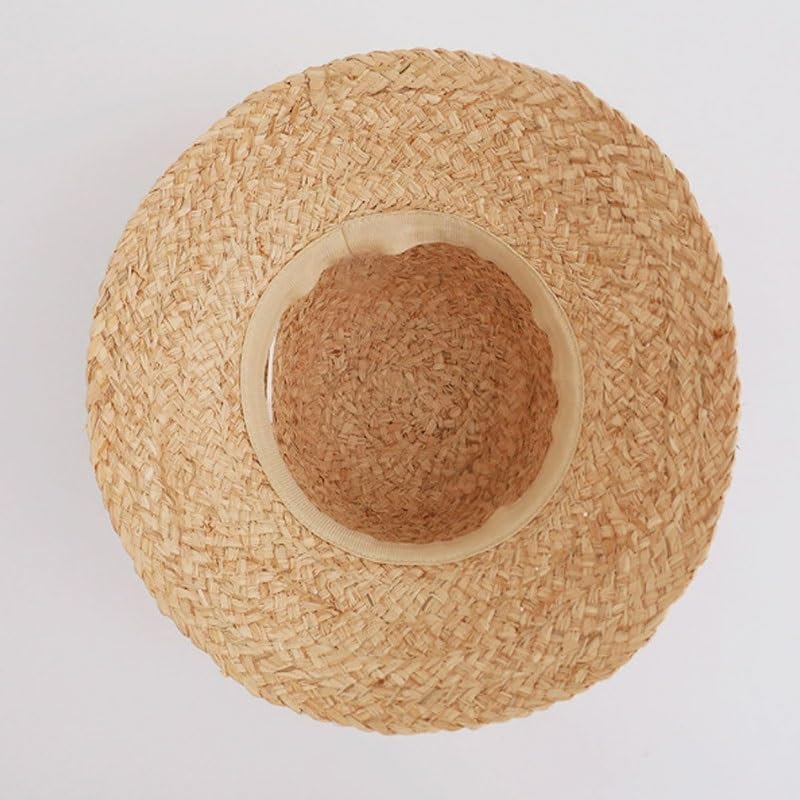 Round Top Wide Brimmed Bow Shaped Straw Hat for Traveling Vacationing The Beach and Sand