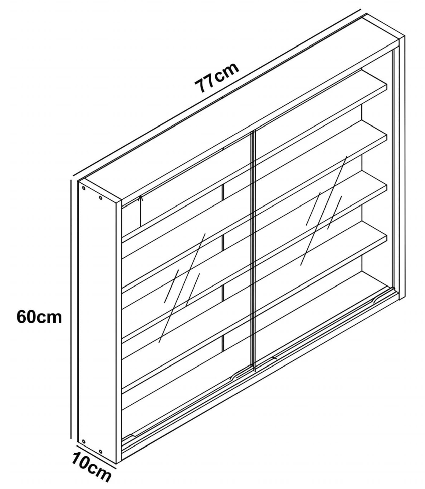 VCM Glasvitrine hängend | Vitrine Glas mit ESG-Sicherheitsglas | Maße ca. H. H. 60 x B. 77 x T. 10 cm | Hängevitrine Glas | Modern und platzsparend | Glas Vitrinenschrank - Agisa L