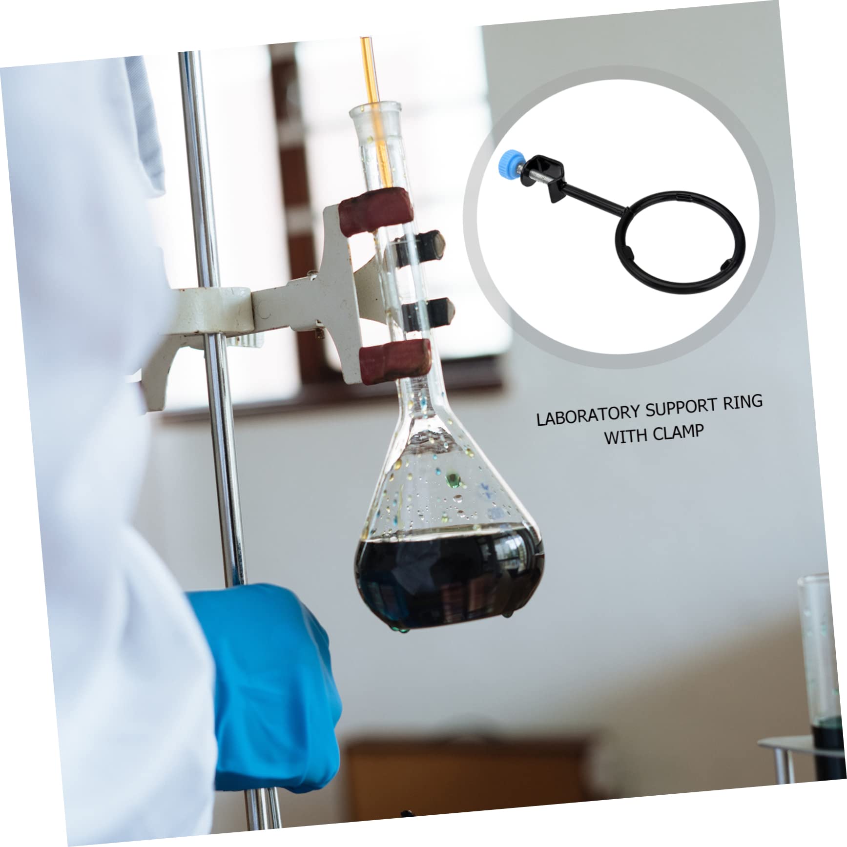 CIYODO 3pcs Iron Ring Laboratory Tool Laboratory Flasks Ring Lab Tools Support Ring Clamp Tool Stand Laboratory Equipment Ring Stand Lab Support Retort Ring Support Ring with Clamp Silver