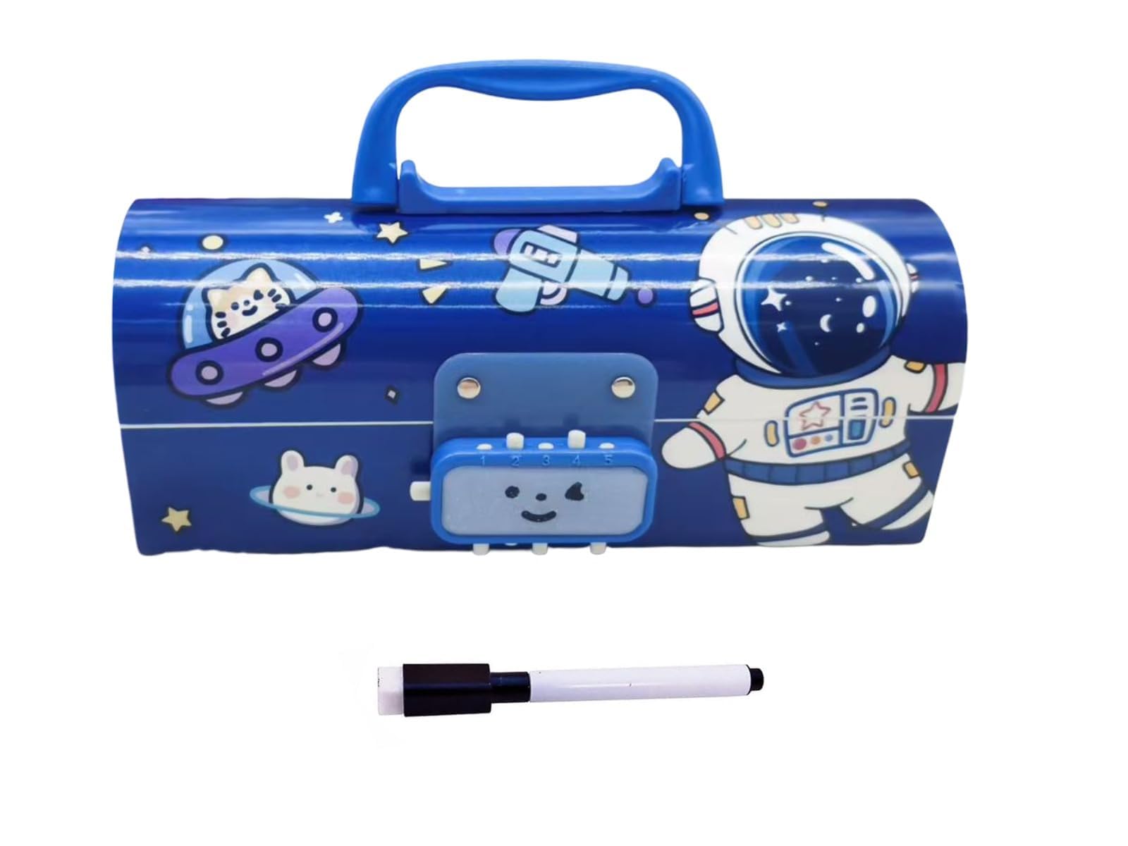 SHIVOM Password Lock Pencil Box with Mirror, Multi-Layer