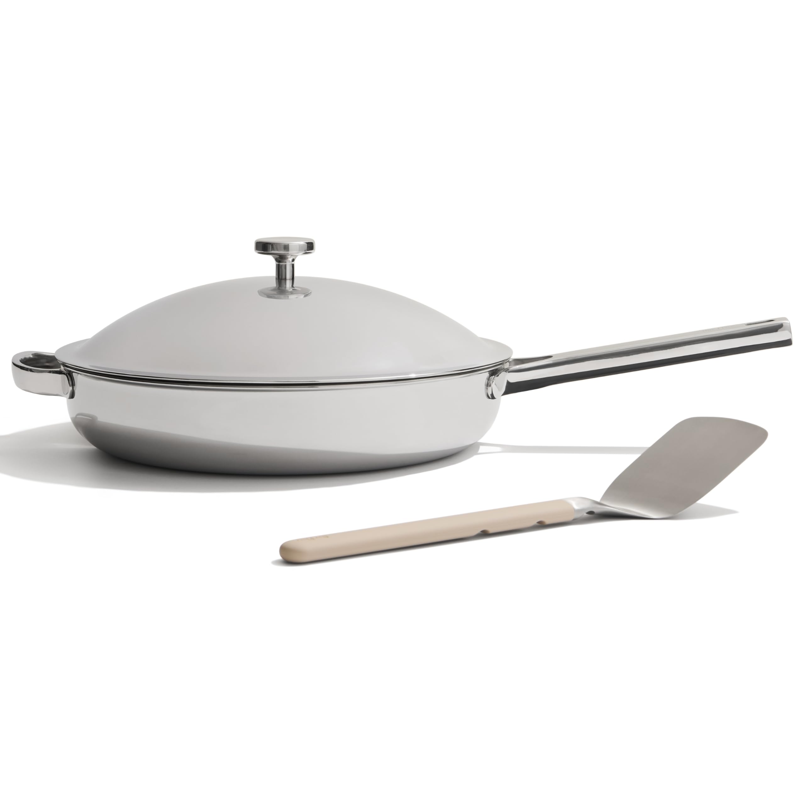 Our Place Titanium Large Always Pan Pro - 32cm (4L) No-Coating Nonstick Pan | Tri-Ply Titanium & Stainless Steel | Safe for Oven, Induction & All Cooktops up to 538°C | Includes Spatula | Chrome