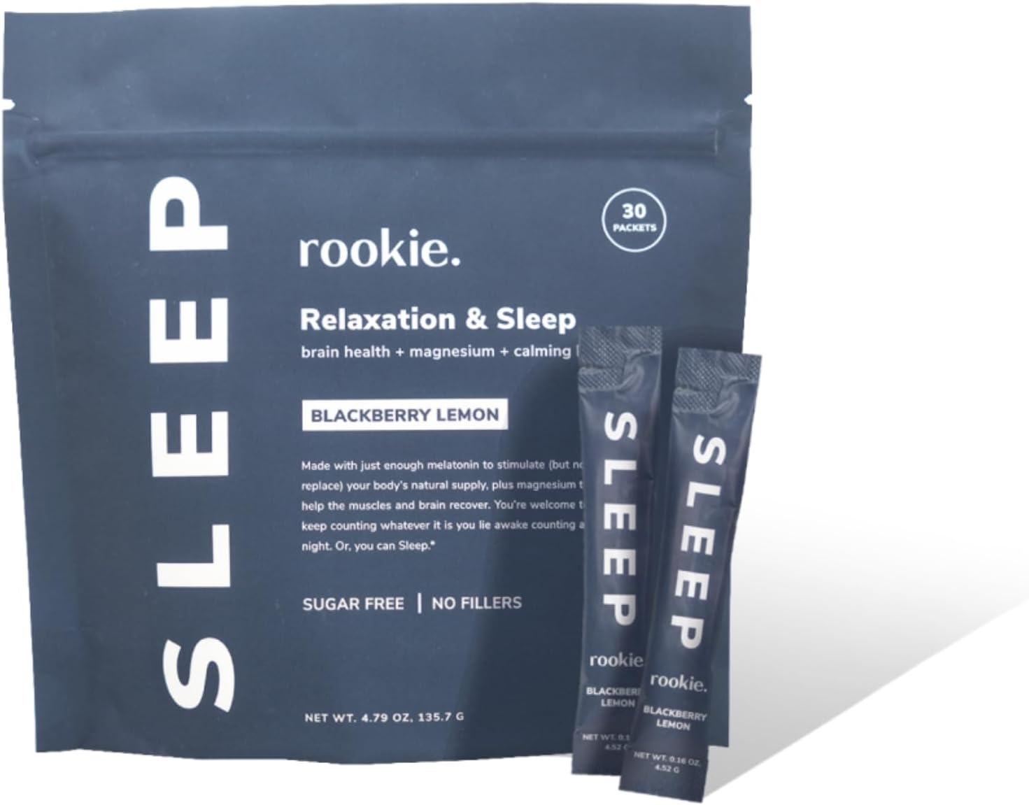 Rookie Wellness Sleep – Natural Sleep Aid with 180 mg of Magnesium Bisglycinate, 1 mg Melatonin, Valerian Root, & Passion Flower to Promote Tranquility & Sleep (30 Pack, BlackBerry Lemon) Rookie Wellness Sleep – Natural Sleep Aid with 180 mg of Magnesium Bisglycinate, 1 mg Melatonin, Valerian Root, & Passion Flower to Promote Tranquility & Sleep (30 Pack, BlackBerry Lemon)