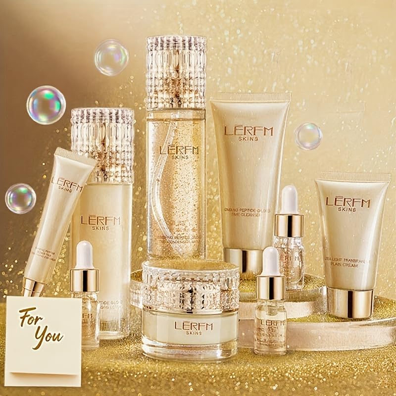 Anti Aging Skin Care Set - 10pcs - Face Skincare Kit with Collagen - Hydrating & Firming Skin, Include Toner, Serum, Lotion, Eye Cream, Face Cream, Korean -style Skincare Gift Sets for Women