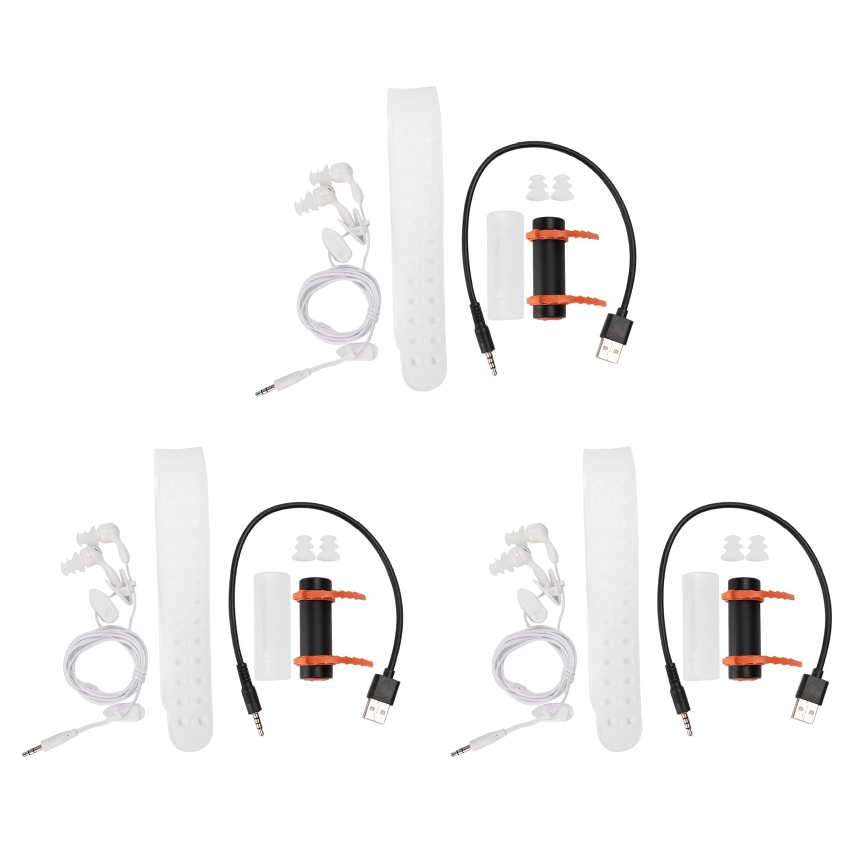 3X Lettore MP3 USB da 4 GB Impermeabile Nuoto Immersioni Surf Auricolare Nero Radio FM