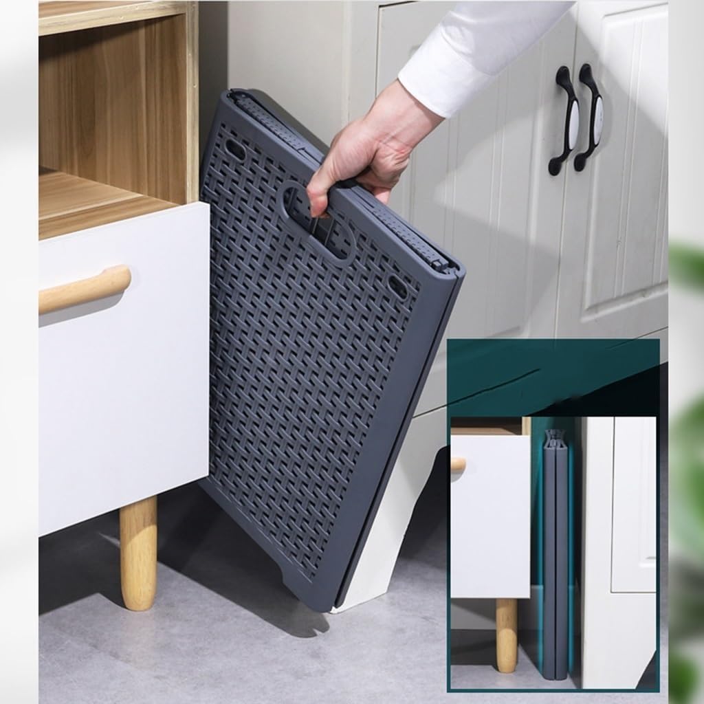 Cesto de ropa plegable de plástico con asas de transporte, cestas de almacenamiento plegables para la colada, cesto de ropa de esquina, contenedor de almacenamiento de doble uso para el hogar, baño, l