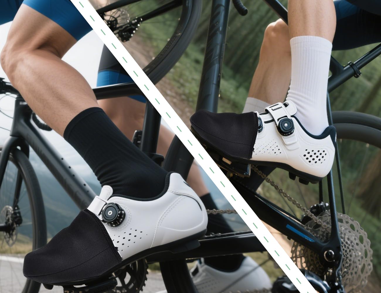 Copriscarpe, Bicicletta Antivento Scaldapiedi, Copriscarpe, Utilizzabili per Uomini e Donne a casa, in Campeggio, in Bicicletta, nelle attività all'aperto e in MTB (Nero)