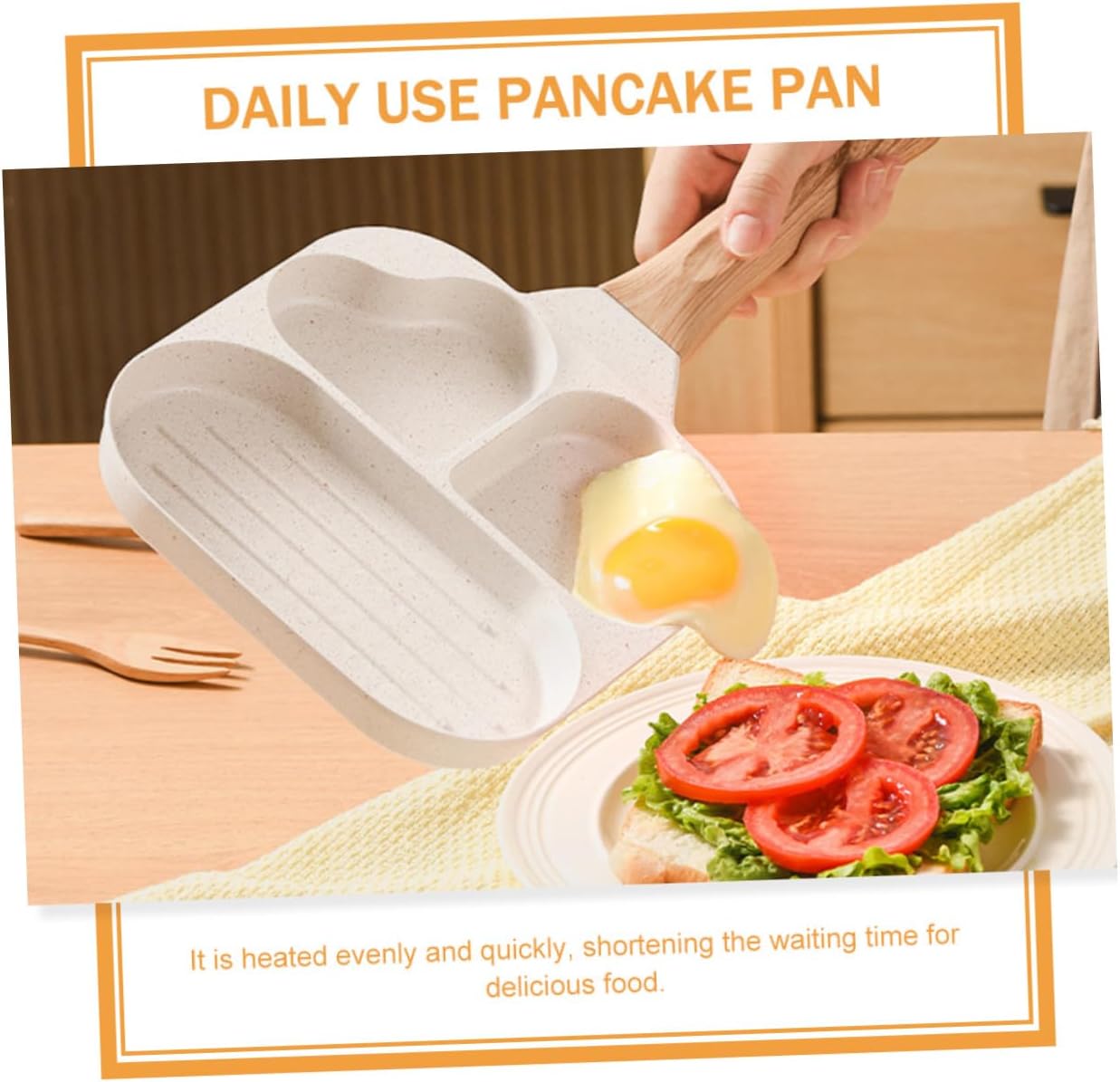 Handheld Breakfast Pan Nonstick Multi Function Egg Frying Pan for of Eggs Hamburgers More for Daily Use Quick Heating Easy Cleaning