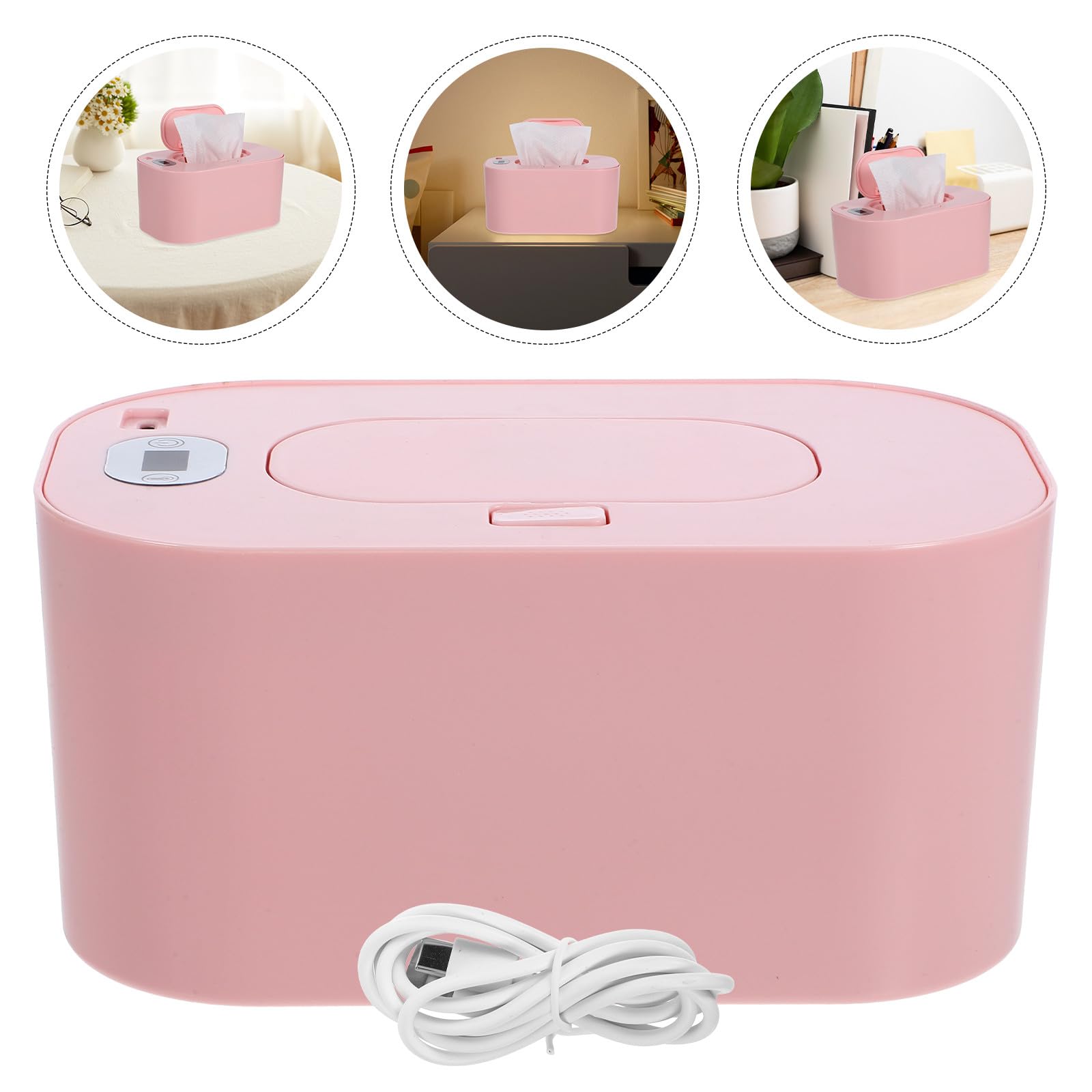 Calentador de Toallitas Ajuste de Temperatura y Ahorro de Energía para Bebés Estuche de Abs en Color Rosa para Uso Doméstico