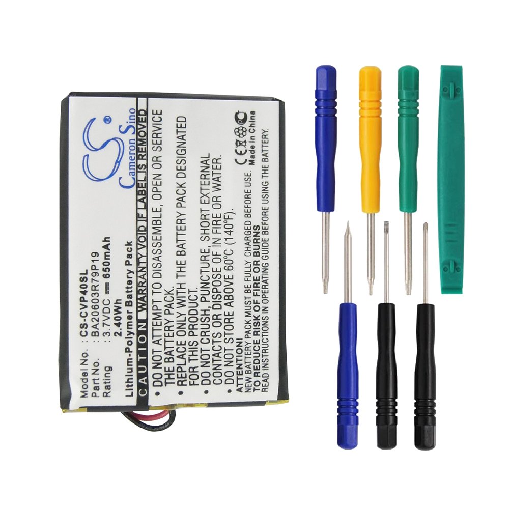 Cameron Sino 650mAh Battery for Creative DAP-FL0040, V, V Plus, Zen V with 7/pcs Toolskits
