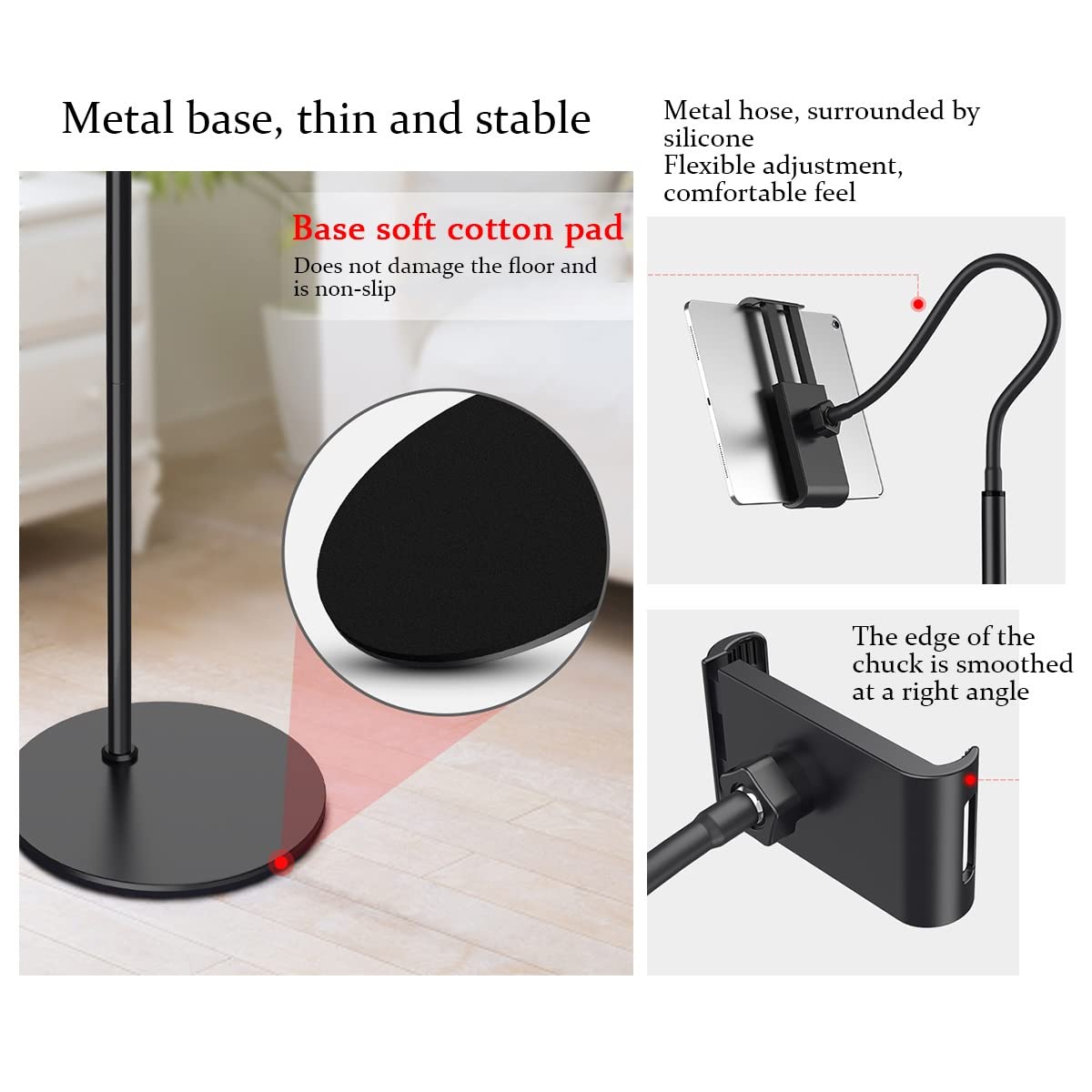 Supporto for cella a braccio lungo a collo di cigno for tablet da 3(White,High 136cm)