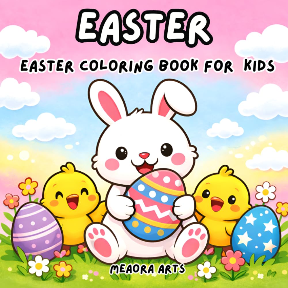 Easter Coloring Book for Kids: Cute & Easy Bunny, Egg, and Chick Coloring Pages for Toddlers and Preschoolers