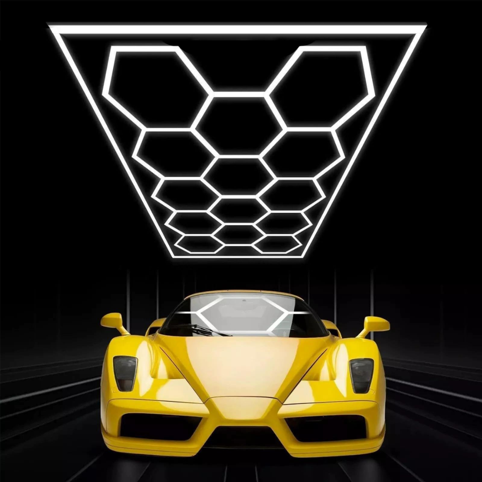 Plafonniers LED hexagonaux ultra-lumineux 6 500 K pour garage, atelier, salon de coiffure, institut de beauté, salles d'exposition et sous-sols, certifiés IP54 14 Hex with FRAME