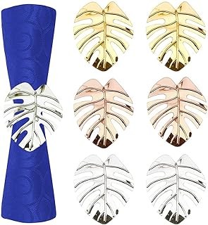 WDDS 6 Pezzi Portatovaglioli in Metallo, Oro Argento Anelli Portatovaglioli, Tovaglioli Metallo Decorazione, Portatovaglioli Fibbie, Banchetti Portatovaglioli, per Banchetti e Matrimoni