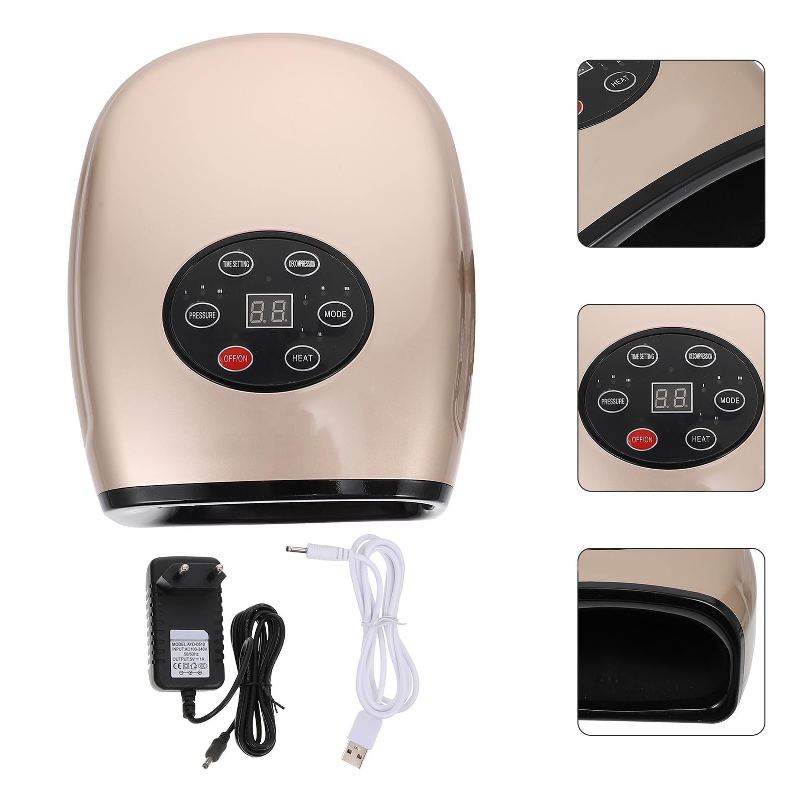 Elektrisches Handflächenmassagegerät 2200mah 6w Gold | Kunststoff, 3 Stufen und 3 Modi, 5v 1a Ladeleistung, Leichtes Handgerät für Regelmäßige Anwendung