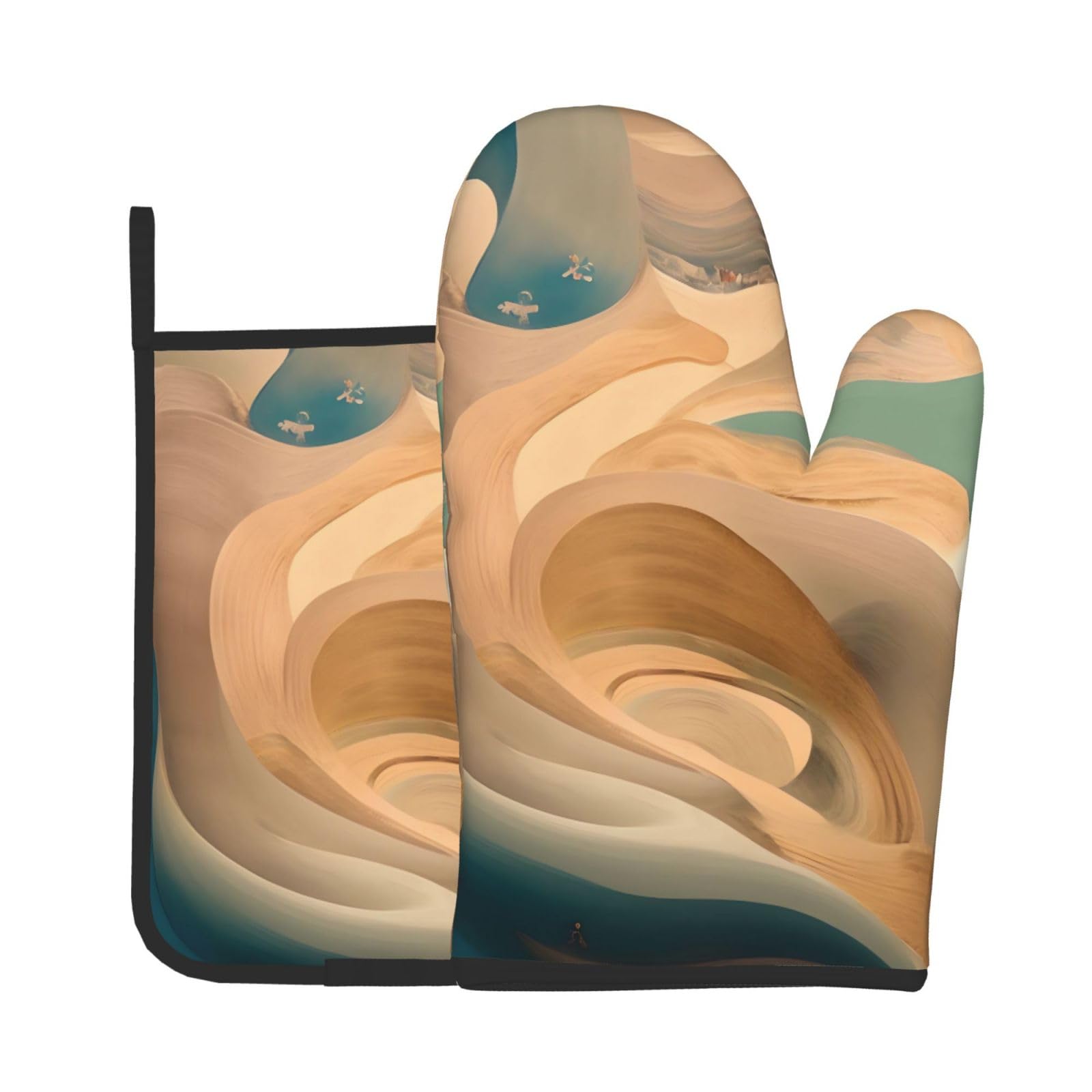 Dunhuang Mystery Printed Two-Piece Kitchen Baking Set Oven mitt and potholder Perfect for Chefs Bakers and Kitchen Decor