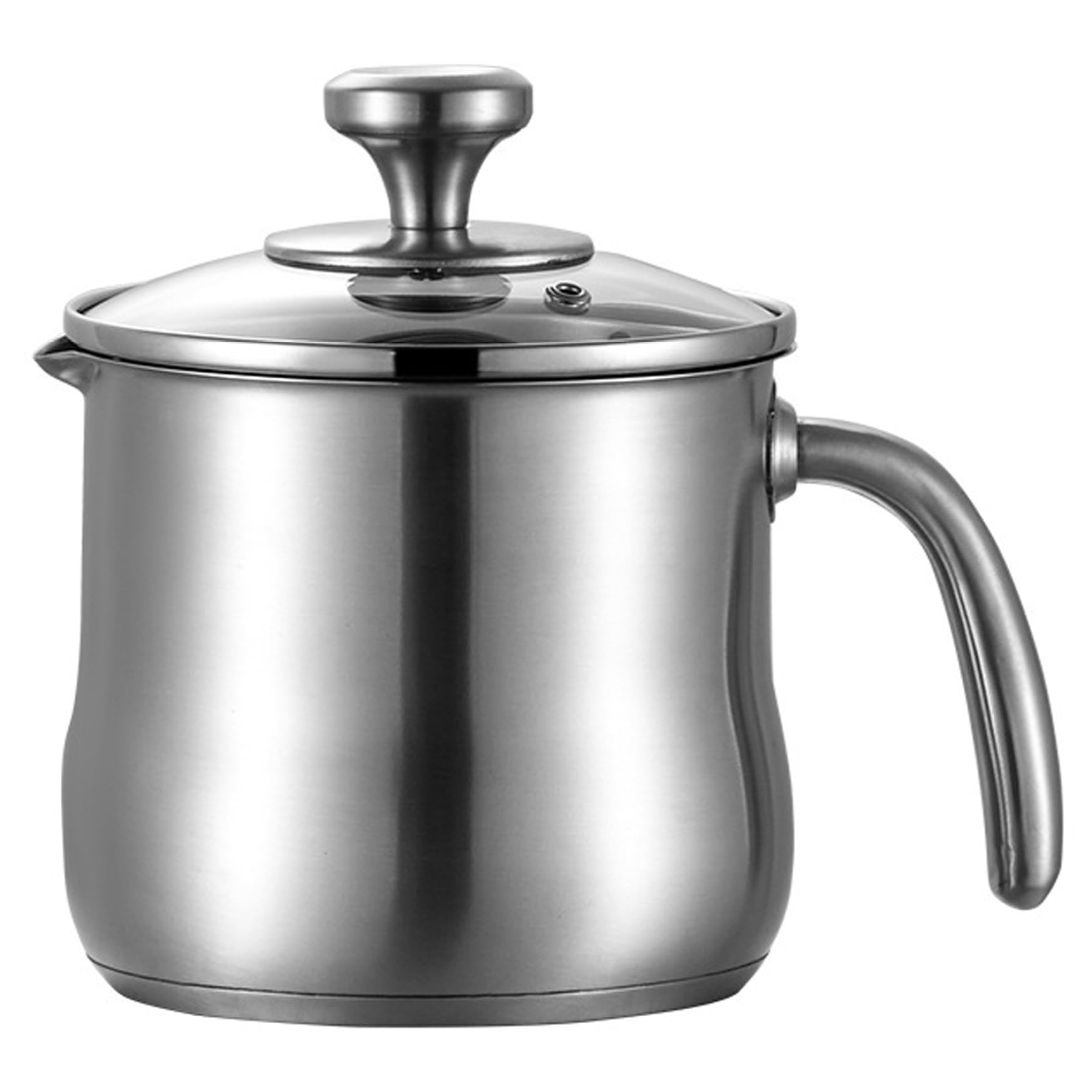 2-Liter-Edelstahltopf mit Ausgießer und Glasdeckel, Milchtopf mit Griff zum Kochen von Milch, Soße, Soßen, Nudeln, Nudeln, Induktionskompatibel