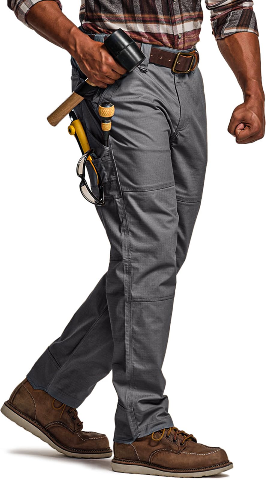 CQR Men's Quick Dry Work Pants, Water Resistant Outdoor Tactical Pants, Lightweight Stretch Cargo Hiking Pants — view 30