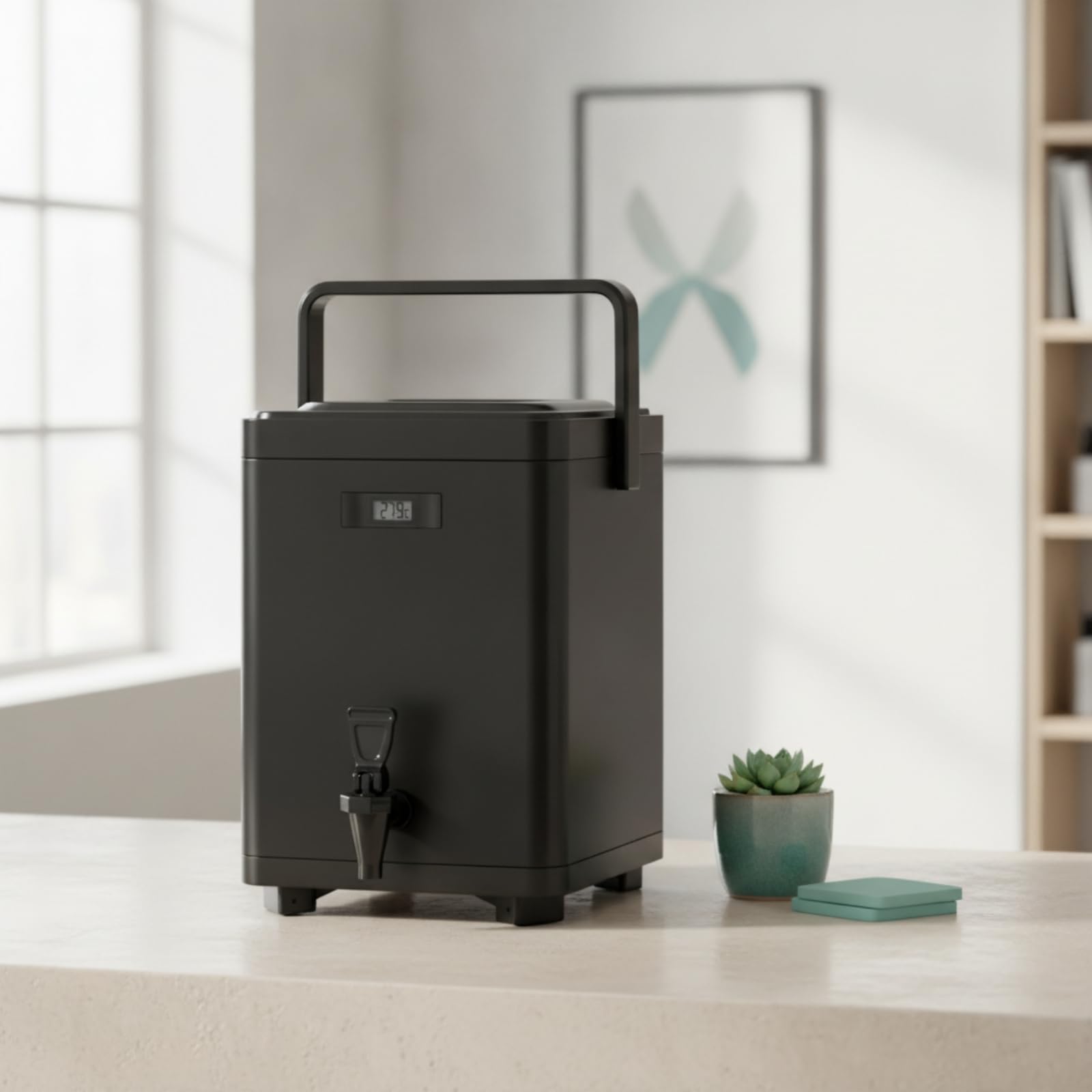 predolo Distributore di Bevande con Termometro Isolato Secchiello Termico con Rubinetto Salvaspazio Dispensatore per Colazioni, Array, Nero, 10L