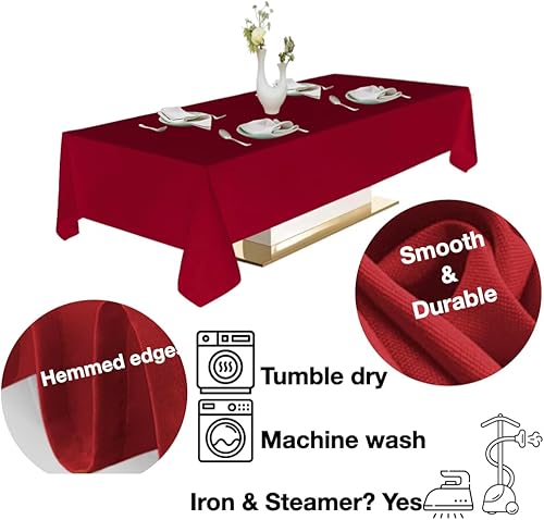 Miniatura 2 de Urby Mantel color burdeos para mesas rectangulares de 4 a 6 pies con capacidad para 4 a 6 personas, bueno para mesa de comedor. Fiestas de bufé.