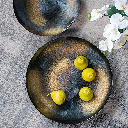 Set de 2 platos cargadores de vidrio negro y dorado miniatura 4