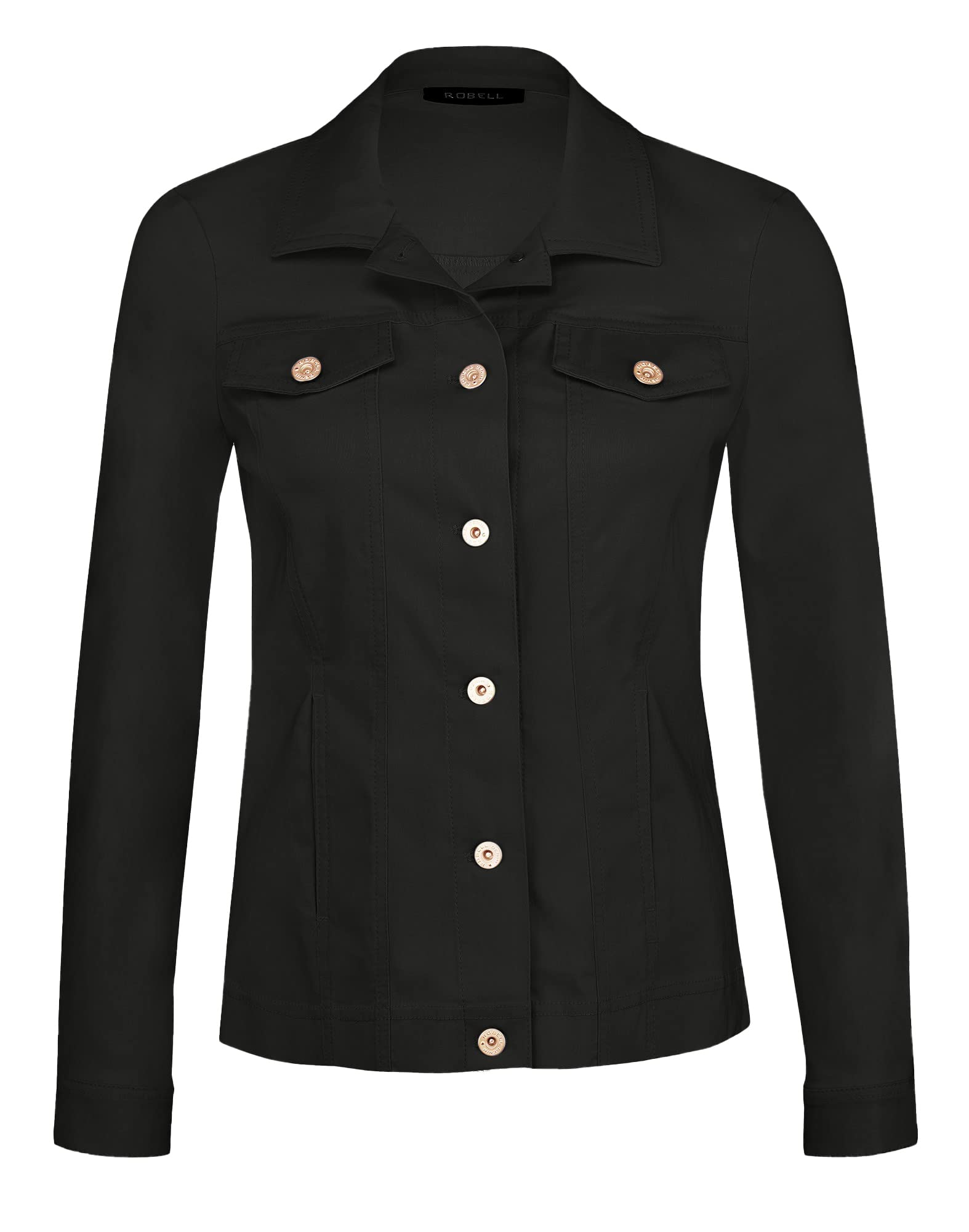 Robell HAPPY Damenjacke - Lässige Übergangsjacke Damen - Leichte Stoff Jacke Damen, Farbe Größe - Sportlicher Jeansjacken Look - Bitte eine Größe größer bestellen