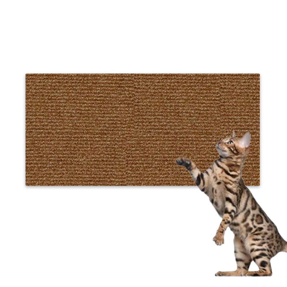 Hearda Cat Scratch Mat, Self Adhesive Cat Scratching Mats, Abrasion Resistant Polyester Scratcher, Protects Furniture & Sofa, Couch Carpets Rug (Brown,40x100cm)
