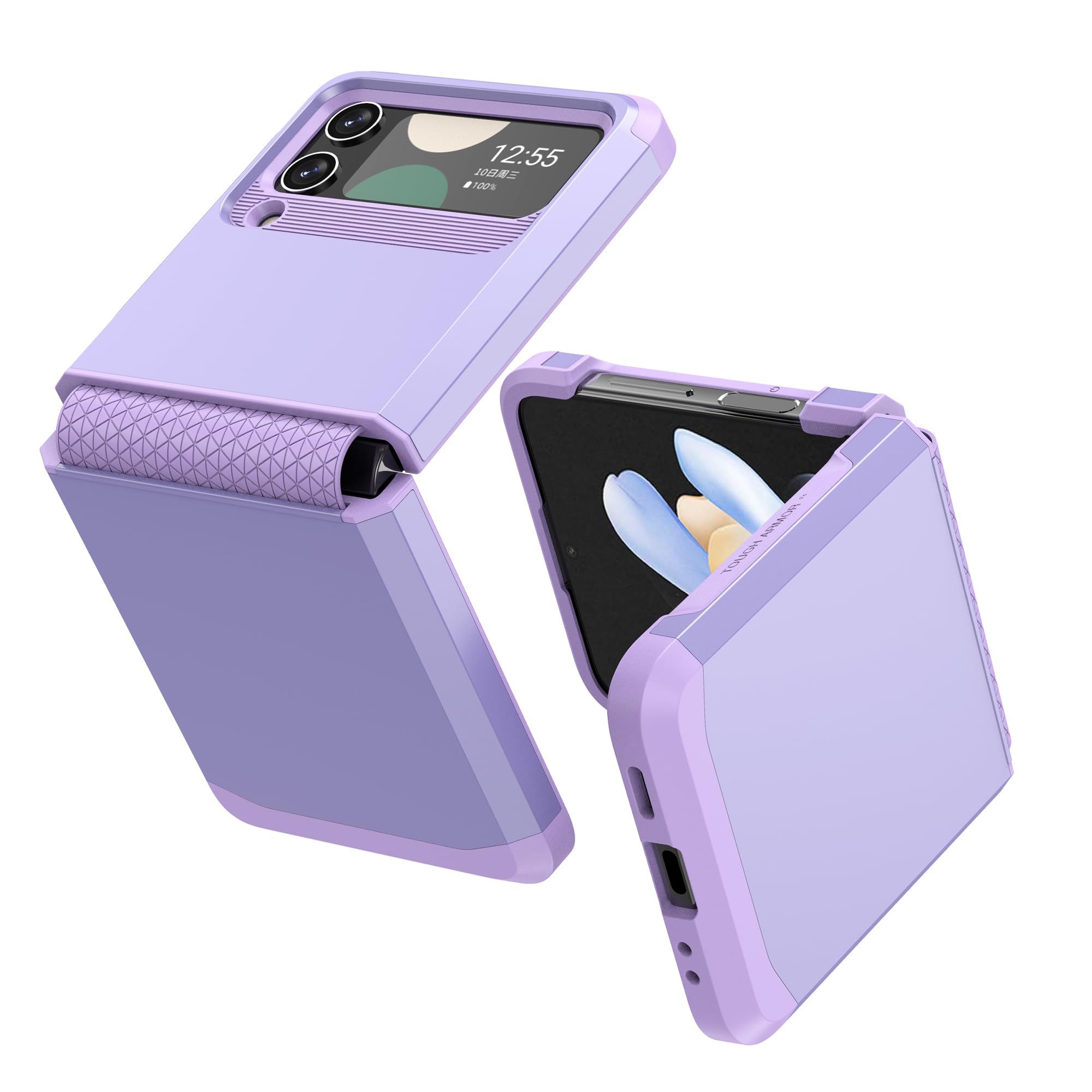 Asuwish Compatible with Samsung Galaxy Z Flip 3 5G 2021 Phone Case Cell Accessories Heavy Duty Slim Rubber Protective Armor Hard PC Anti-Slip Hybrid Cover for ZFlip3 Z3 Flip3 3Z Women Men Purple